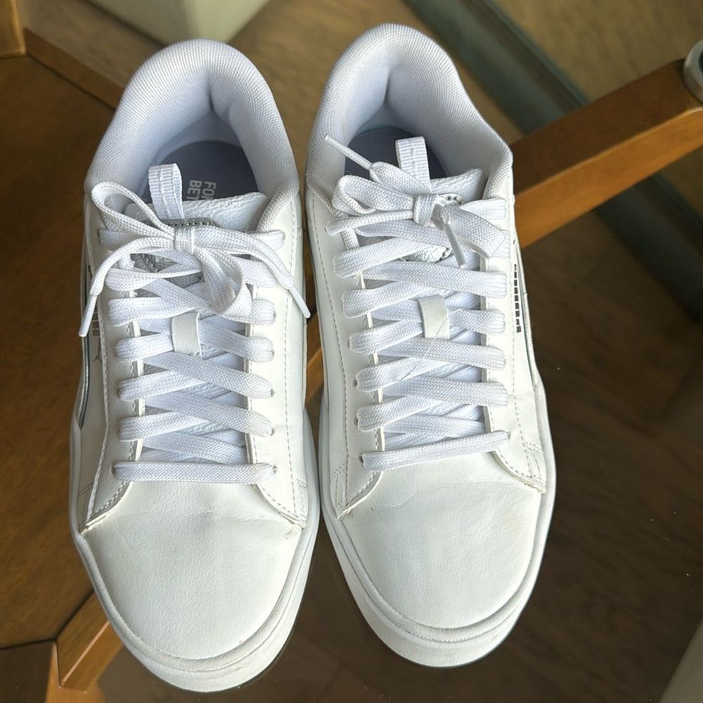 Puma White Platform Sneakers, Size 7, Barely Worn, Practically New
